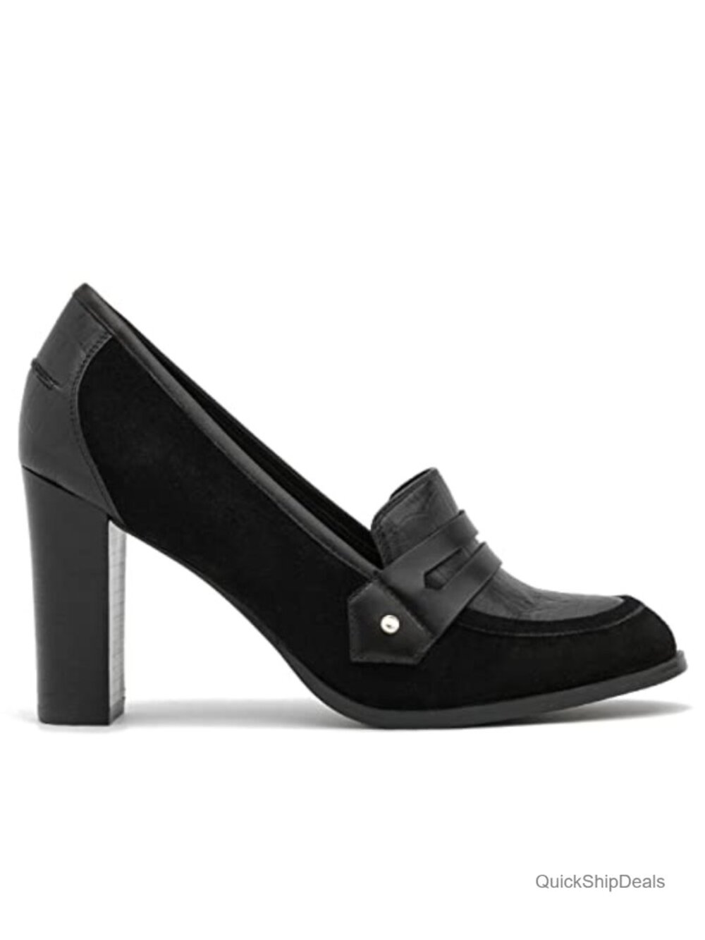 Women's Chunky Block Heel Pumps Round Closed Toe Slip On Oxford Loafers